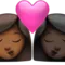 Kiss: Woman, Woman, Medium-Dark Skin Tone, Dark Skin Tone emoji on iPhone