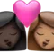 ️ Kiss: Woman, Woman, Dark Skin Tone, Medium Skin Tone emoji on Apple iOS 16.4
