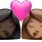 ️ Kiss: Woman, Woman, Dark Skin Tone, Medium Skin Tone emoji on Apple iOS 17.4