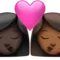 Kiss: Woman, Woman, Dark Skin Tone, Medium-Dark Skin Tone emoji on iPhone (iOS 14.6)