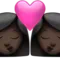 Kiss: Woman, Woman, Dark Skin Tone emoji on iPhone