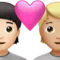 Couple with Heart: Person, Person, Light Skin Tone, Medium-Light Skin Tone emoji on iPhone