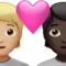 Couple with Heart: Person, Person, Medium-Light Skin Tone, Dark Skin Tone emoji on iPhone