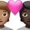 ️ Couple with Heart: Person, Person, Medium Skin Tone, Dark Skin Tone emoji on Apple iOS 15.4