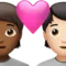 Couple with Heart: Person, Person, Medium-Dark Skin Tone, Light Skin Tone emoji on iPhone