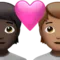 ️ Couple with Heart: Person, Person, Dark Skin Tone, Medium Skin Tone emoji on Apple iOS 17.4