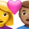Couple With Heart - Woman: No Skin Tone, Man: Medium Skin Tone emoji on iPhone