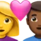 Couple With Heart - Woman: No Skin Tone, Man: Medium-Dark Skin Tone emoji on iPhone (iOS 14.6)