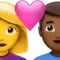 Couple With Heart - Woman: No Skin Tone, Man: Medium-Dark Skin Tone emoji on iPhone