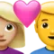 ️ Couple With Heart - Woman: Medium-Light Skin Tone, Man: No Skin Tone emoji on Apple iOS 15.4