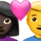 Couple With Heart - Woman: Dark Skin Tone, Man: No Skin Tone emoji on iPhone (iOS 14.6)