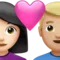 ️ Couple with Heart: Woman, Man, Light Skin Tone, Medium-Light Skin Tone emoji on Apple iOS 14.6
