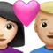 ️ Couple with Heart: Woman, Man, Light Skin Tone, Medium-Light Skin Tone emoji on Apple iOS 17.4
