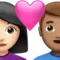 ️ Couple with Heart: Woman, Man, Light Skin Tone, Medium Skin Tone emoji on Apple iOS 14.6