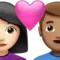 ️ Couple with Heart: Woman, Man, Light Skin Tone, Medium Skin Tone emoji on Apple iOS 17.4