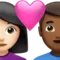 ️ Couple with Heart: Woman, Man, Light Skin Tone, Medium-Dark Skin Tone emoji on Apple iOS 15.4