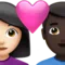 Couple with Heart: Woman, Man, Light Skin Tone, Dark Skin Tone emoji on iPhone