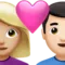 ️ Couple with Heart: Woman, Man, Medium-Light Skin Tone, Light Skin Tone emoji on Apple iOS 14.6