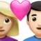 Couple with Heart: Woman, Man, Medium-Light Skin Tone, Light Skin Tone emoji on iPhone