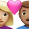 心形情侣：女，男，中等偏浅肤色，中等肤色 iPhone 上的表情符号 (iOS 16.4)