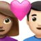 Couple with Heart: Woman, Man, Medium Skin Tone, Light Skin Tone emoji on iPhone