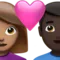 ️ Couple with Heart: Woman, Man, Medium Skin Tone, Dark Skin Tone emoji on Apple iOS 17.4