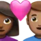️ Couple with Heart: Woman, Man, Medium-Dark Skin Tone, Medium Skin Tone emoji on Apple iOS 17.4