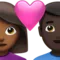 ️ Couple with Heart: Woman, Man, Medium-Dark Skin Tone, Dark Skin Tone emoji on Apple iOS 15.4
