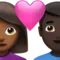 Couple with Heart: Woman, Man, Medium-Dark Skin Tone, Dark Skin Tone emoji on iPhone