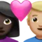 Couple with Heart: Woman, Man, Dark Skin Tone, Medium-Light Skin Tone emoji on iPhone