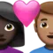 ️ Couple with Heart: Woman, Man, Dark Skin Tone, Medium Skin Tone emoji on Apple iOS 17.4