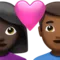 ️ Couple with Heart: Woman, Man, Dark Skin Tone, Medium-Dark Skin Tone emoji on Apple iOS 14.6