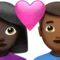 ️ Couple with Heart: Woman, Man, Dark Skin Tone, Medium-Dark Skin Tone emoji on Apple iOS 17.4