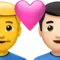 ️ Couple With Heart - Man: No Skin Tone, Man: Light Skin Tone emoji on Apple iOS 17.4