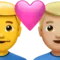 Couple With Heart - Man: No Skin Tone, Man: Medium-Light Skin Tone emoji on iPhone