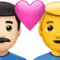 Couple With Heart - Man: Light Skin Tone, Man: No Skin Tone emoji on iPhone