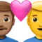 Couple With Heart - Man: Medium Skin Tone, Man: No Skin Tone emoji on iPhone