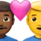 ️ Couple With Heart - Man: Medium-Dark Skin Tone, Man: No Skin Tone emoji on Apple iOS 14.5