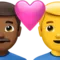️ Couple With Heart - Man: Medium-Dark Skin Tone, Man: No Skin Tone emoji on Apple iOS 17.4