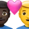 ️ Couple With Heart - Man: Dark Skin Tone, Man: No Skin Tone emoji on Apple iOS 14.6