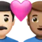 ️ Couple with Heart: Man, Man, Light Skin Tone, Medium Skin Tone emoji on Apple iOS 17.4