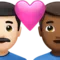 Couple with Heart: Man, Man, Light Skin Tone, Medium-Dark Skin Tone emoji on iPhone