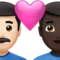 ️ Couple with Heart: Man, Man, Light Skin Tone, Dark Skin Tone emoji on Apple iOS 15.4