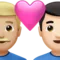 ️ Couple with Heart: Man, Man, Medium-Light Skin Tone, Light Skin Tone emoji on Apple iOS 16.4