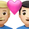 Couple with Heart: Man, Man, Medium-Light Skin Tone, Light Skin Tone emoji on iPhone