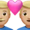 Pasangan dengan Hati: Pria, Pria, Warna Kulit Sedang-Terang emoji di iPhone (iOS 14.5)