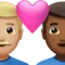 Couple with Heart: Man, Man, Medium-Light Skin Tone, Medium-Dark Skin Tone emoji on iPhone