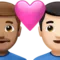 ️ Couple with Heart: Man, Man, Medium Skin Tone, Light Skin Tone emoji on Apple iOS 14.6
