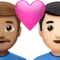 ️ Couple with Heart: Man, Man, Medium Skin Tone, Light Skin Tone emoji on Apple iOS 17.4