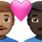 Pasangan dengan Hati: Pria, Pria, Warna Kulit Sedang, Warna Kulit Gelap emoji di iPhone (iOS 14.5)